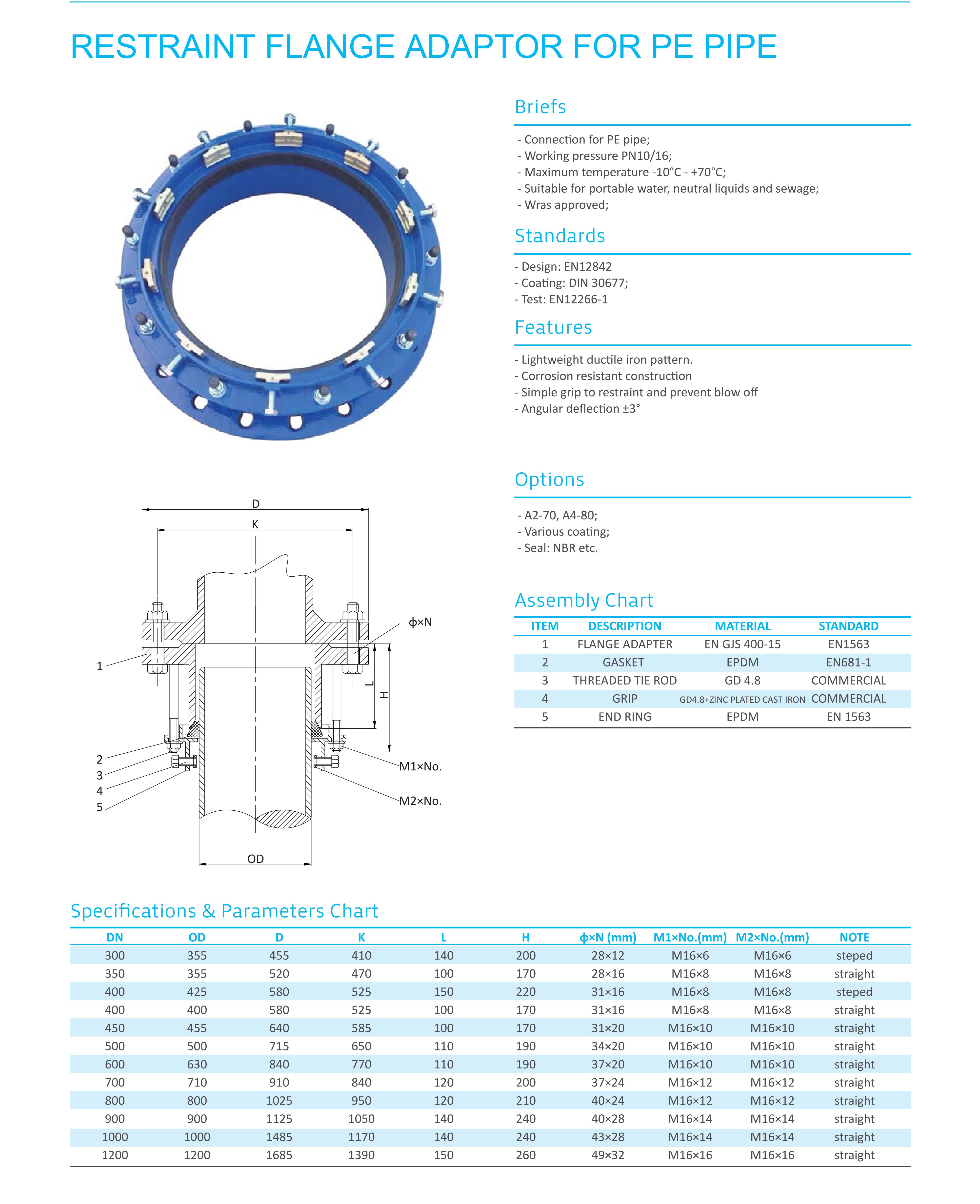 ADAPTADOR DE FLANGE DE RESTRIÇÃO PARA TUBO PE-2